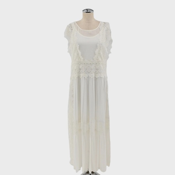 Sundance Dresses & Skirts - Sundance Boho Lace Maxi Dress Womens Size 10 White Cottagecore Romantic Hippie